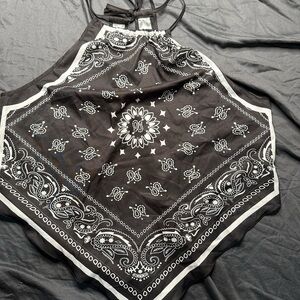 Chic Black Bandana Print Tank Top